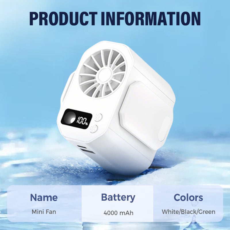 Waist-Mountable & Handheld Rechargeable High-Airflow Mini Fan