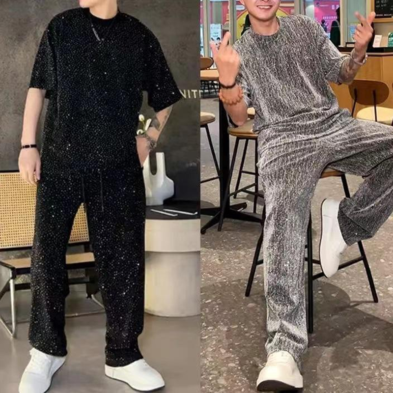 💖2025 brand new design✨Men’s Short Sleeve Top & Wide Leg Pants 2-Piece Set