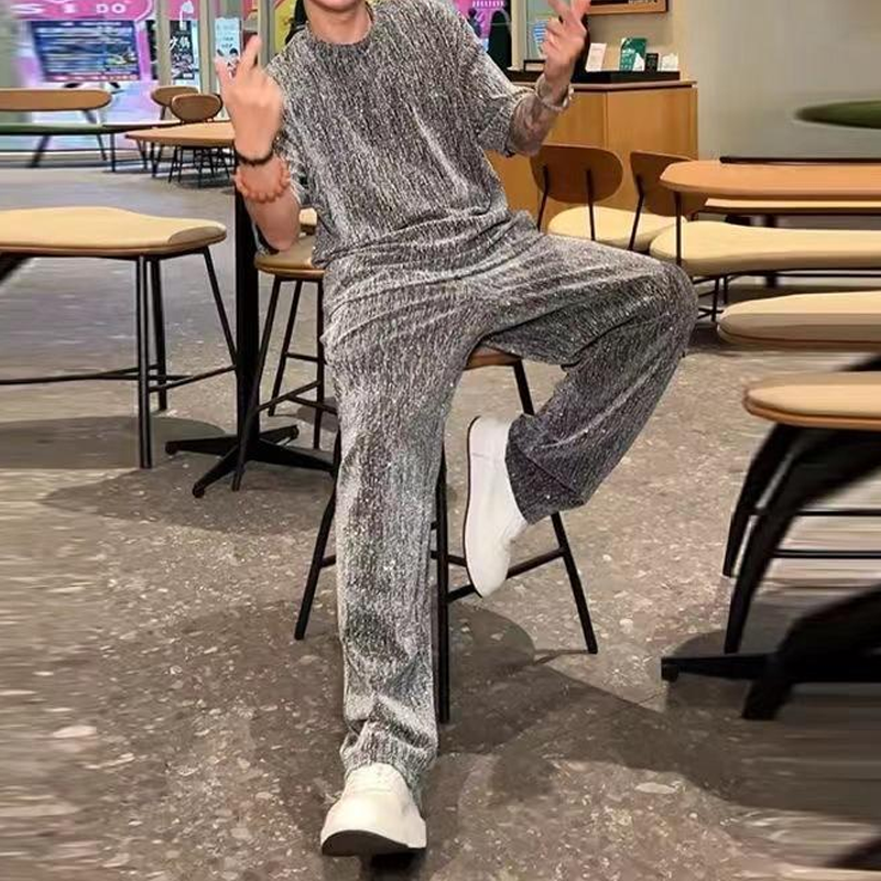 💖2025 brand new design✨Men’s Short Sleeve Top & Wide Leg Pants 2-Piece Set