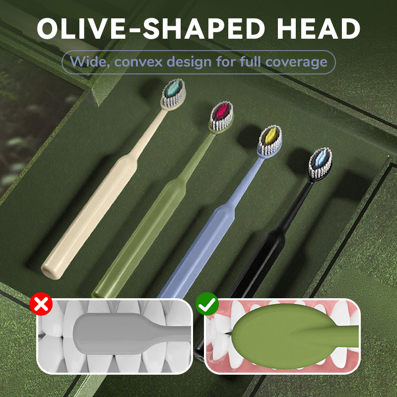 4-Piece Soft Bristle Olive-Shaped Toothbrush Gift Set