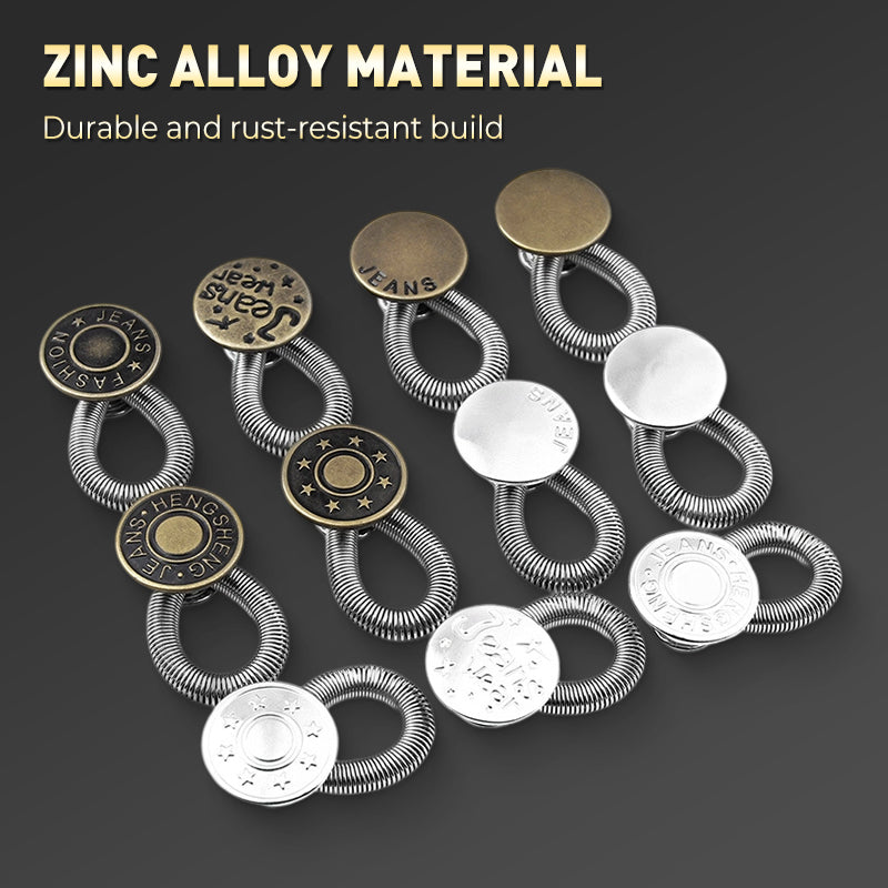 Spring-Loaded Metal Waist Extender Button for Jeans