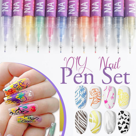 💥 BUY 2 GET 1 FREE! 🎁 50% OFF ⏳ 12 Colors Nail Art Pens Set – Create Beautiful & Precise Designs ✨