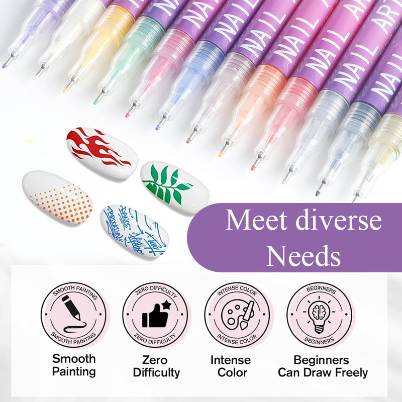 💥 BUY 2 GET 1 FREE! 🎁 50% OFF ⏳ 12 Colors Nail Art Pens Set – Create Beautiful & Precise Designs ✨