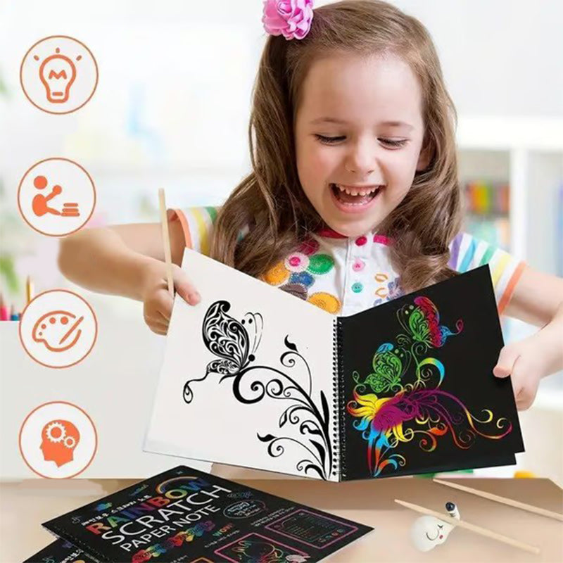 🎨BUY 2 GET 1 FREE-30PCS🎨Creative Rainbow Scratch Art Notebook