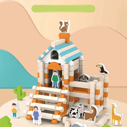 🧩  Educational Wooden Building Blocks - 108 PCS with Storage Bag for Creative STEM Learning & Fine Motor Skills 🏗️🎒