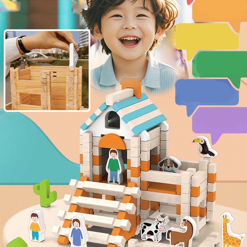 🧩  Educational Wooden Building Blocks - 108 PCS with Storage Bag for Creative STEM Learning & Fine Motor Skills 🏗️🎒