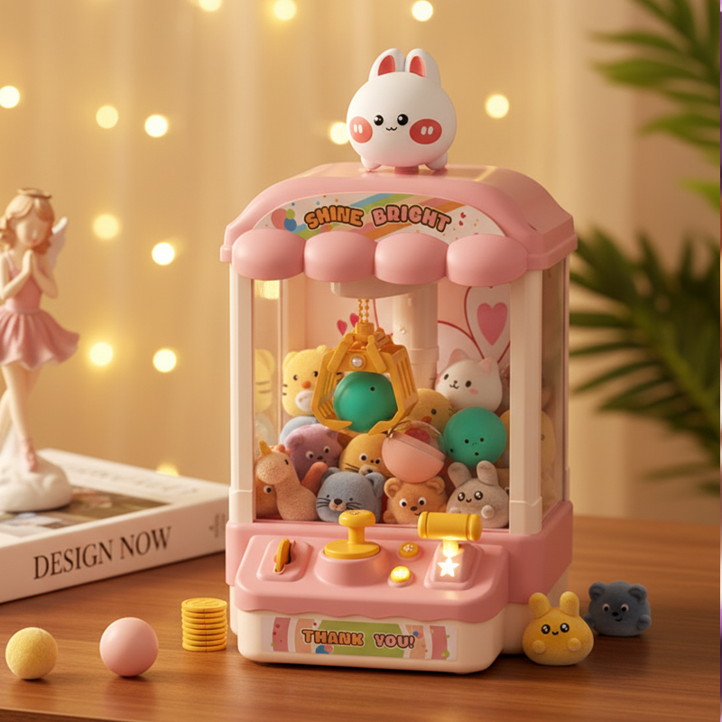 🧸 Children's Favourite Toy💝 Adorable Animal Claw Machine (Includes Plushies and Capsule Toys)🔥 Free Delivery