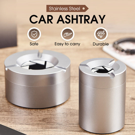 ✨✨ 360° Rotating-Seal Stainless Steel Ashtray - Now On Sale 🚬🚬 Odor-Tight & With Cigarette Holder for Car & Home