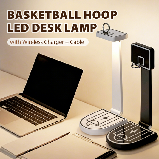 🎅Christmas sale 50% OFF🌟Value Bunle: Basketball Hoop LED Desk Lamp with Wireless Charger + Cable