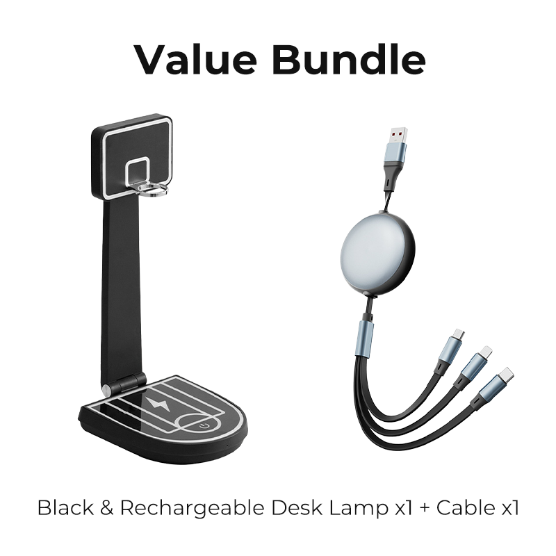 🎅Christmas sale 50% OFF🌟Value Bunle: Basketball Hoop LED Desk Lamp with Wireless Charger + Cable