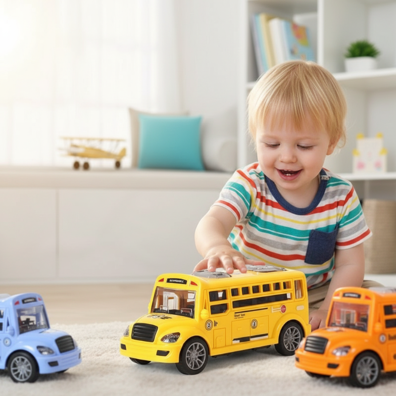 Realistic Friction-Powered School Bus Toy for Toddlers