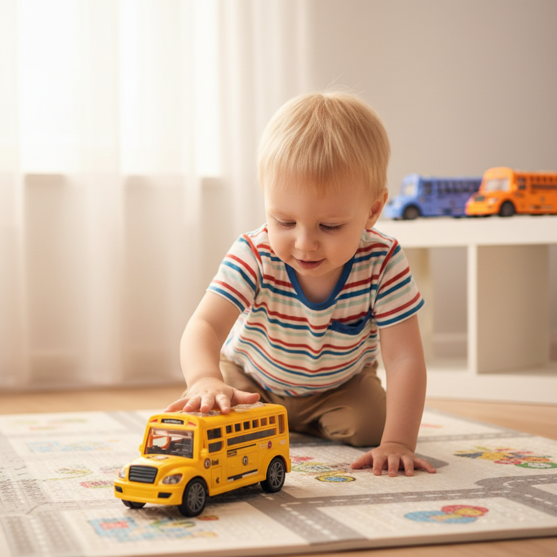 Realistic Friction-Powered School Bus Toy for Toddlers