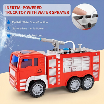 Inertia-Powered Fire Truck Toy with Water Sprayer