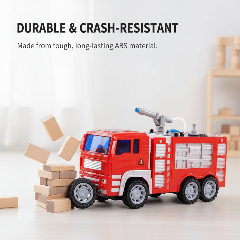Inertia-Powered Fire Truck Toy with Water Sprayer
