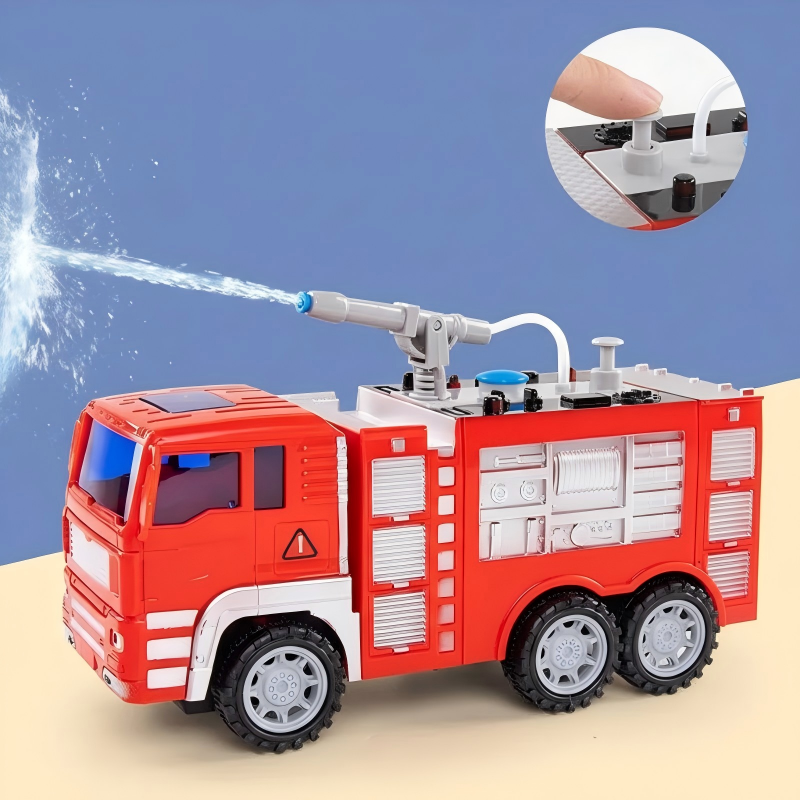 Inertia-Powered Fire Truck Toy with Water Sprayer