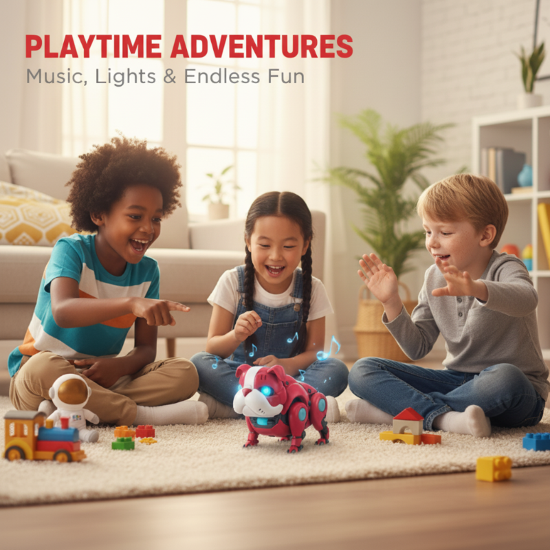 Mechanical Dog Toy with Lights & Music