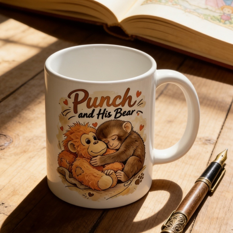 🥳2026 HOT SALE🥳 50% OFF!🔥"Punch and His Bear" Cute Monkey Ceramic Mug