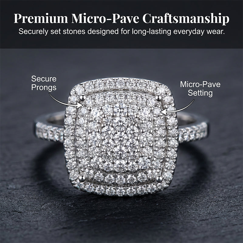 💖LAST DAY SALE 50% OFF!!✨Brilliant Double Halo Square Ring for Women