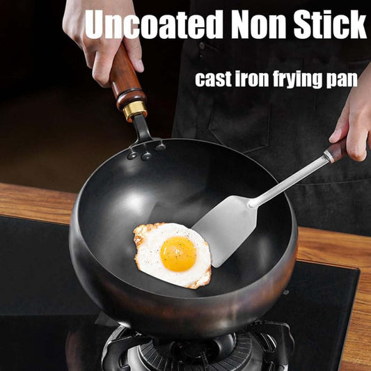Uncoated Thick Iron Pot with Lid