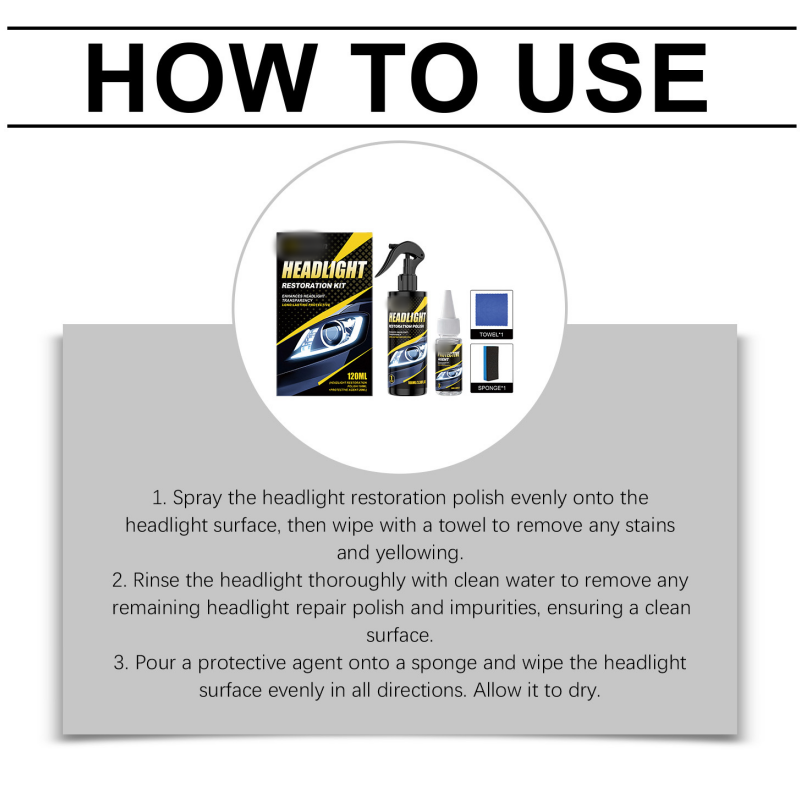 🔥Hot sale -50% OFF🚗 Professional Headlight Polish & Sealant Kit | Restore & Protect Headlights in Minutes(Bonus towel included with every purchase!)