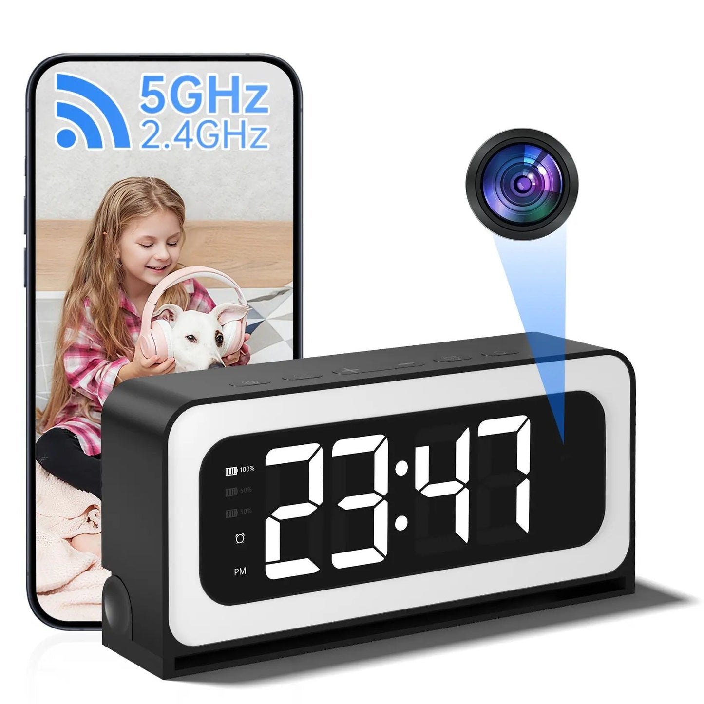 🔥Smart Digital Clock Camera with Dual Band WiFi (5GHz & 2.4GHz) | Home Security & Real-Time Monitoring System