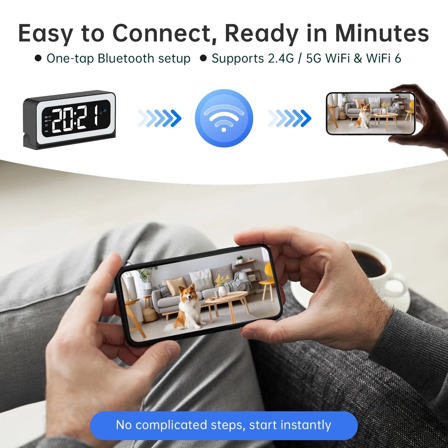 🔥Smart Digital Clock Camera with Dual Band WiFi (5GHz & 2.4GHz) | Home Security & Real-Time Monitoring System