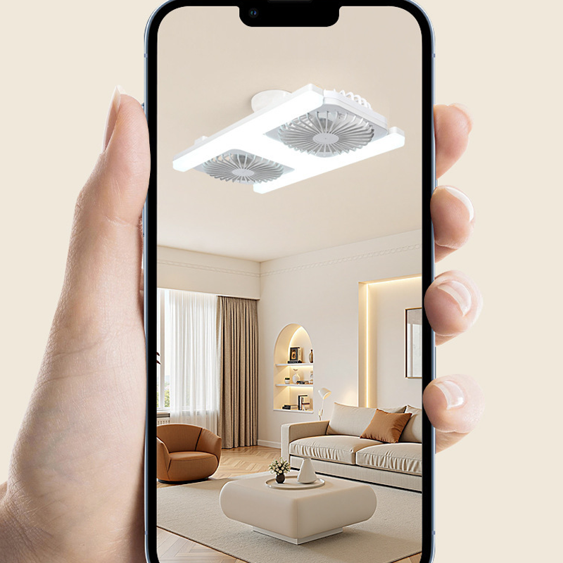 🌬️✨ Dual ceiling fan with LED light – modern design with remote control for the living room and bedroom