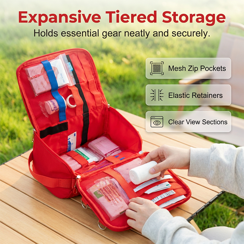 🧰 Emergency Medical Organizer Bag Durable Oxford Fabric Modular Fold-Out Layout ⚡ Tactical Straps Rapid Rip-Away Access