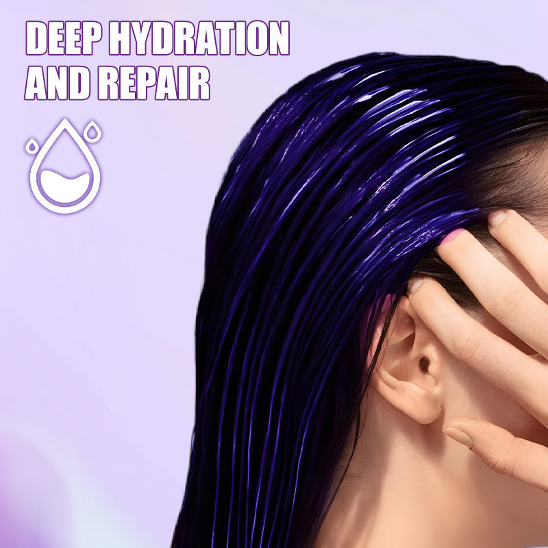 🏆 Last Day Special Price £12.77 ! ✨Moisturizing Purple Hair Mask with Long-Lasting Scent, Anti-Brass Deep Conditioning Mask for Blonde Bleached Hair