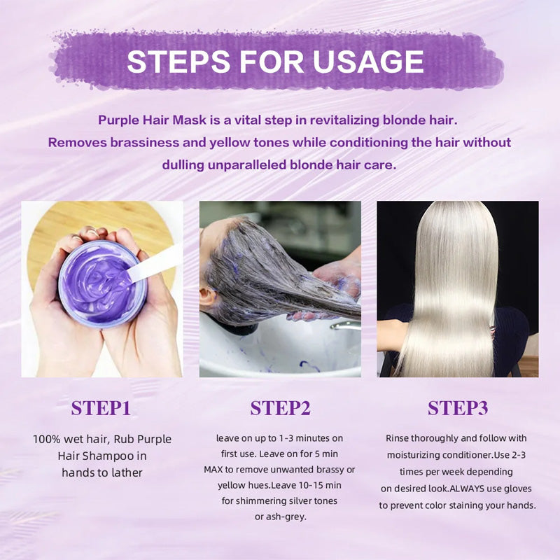 🏆 Last Day Special Price £12.77 ! ✨Moisturizing Purple Hair Mask with Long-Lasting Scent, Anti-Brass Deep Conditioning Mask for Blonde Bleached Hair