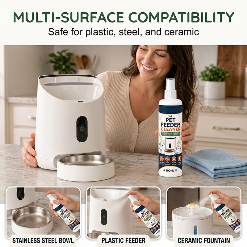 Pet Feeder Cleaner Spray with Cleaning Towel