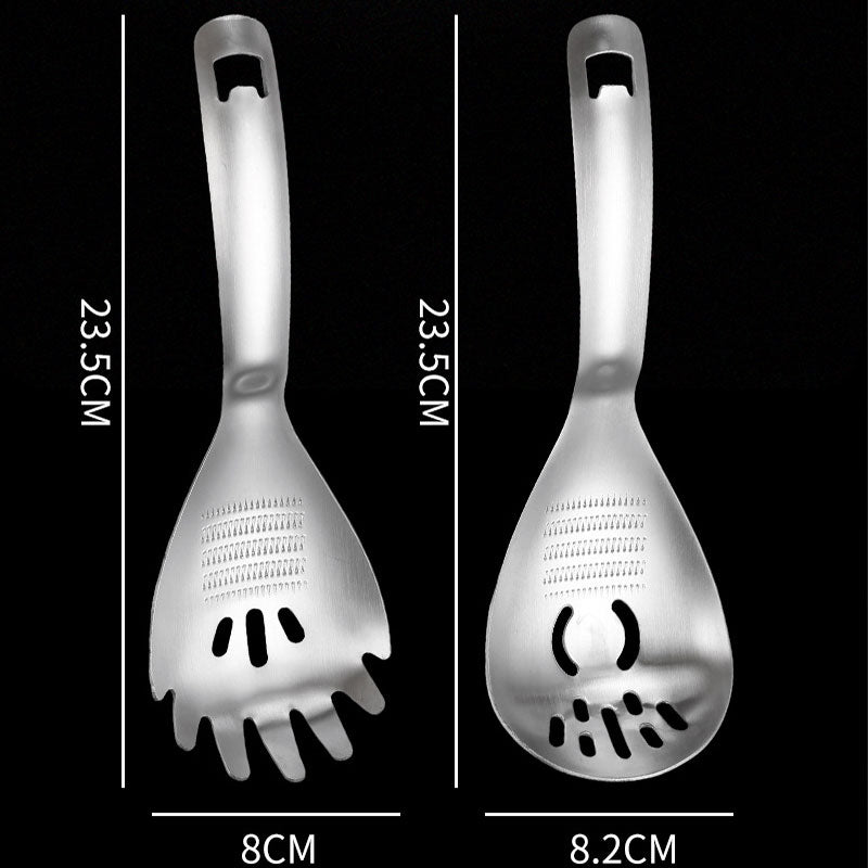 🥄50% OFF NOW! Multipurpose Stainless Steel Kitchen Spoon‑2‑in‑1 Cooking Utensil with Grater & Drain Holes, Multi‑Function Skimmer Spoon for Straining, Stirring, Grating Ginger Garlic