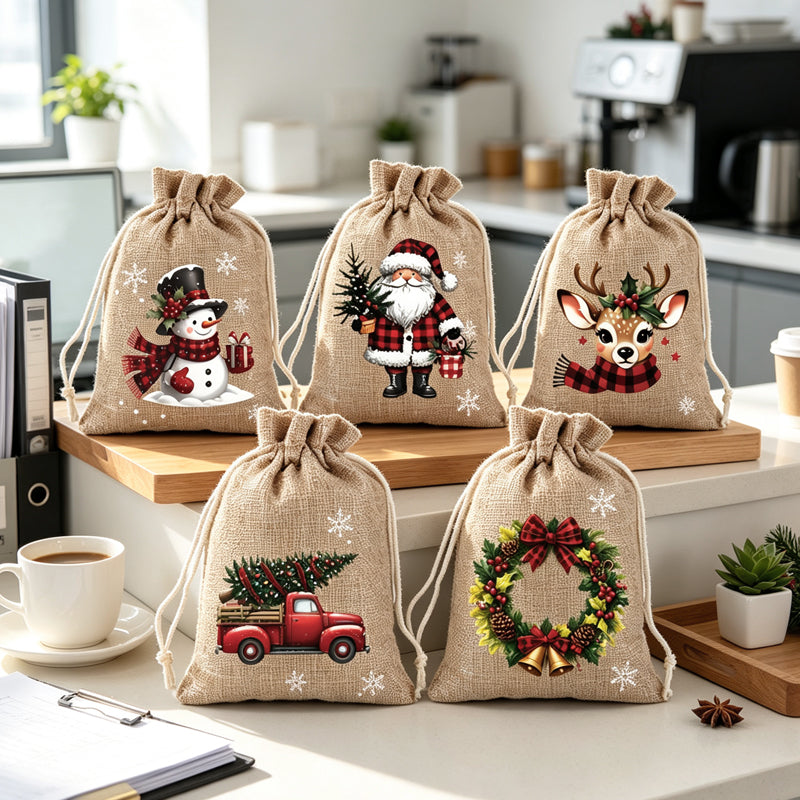 🎄Buy 1 Get 1 Free🎉Christmas Drawstring Gift Bags – Reusable Holiday Treat Bags for Gifting & Party Favours