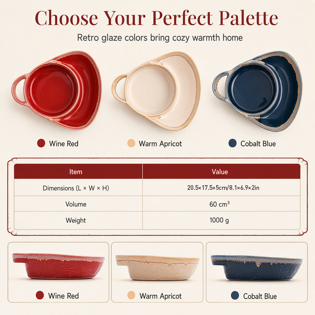 🥳2026 HOT SALE🥳💞50K+ SOLD! Retro Ceramic Divided Baking Dish with Single Handle